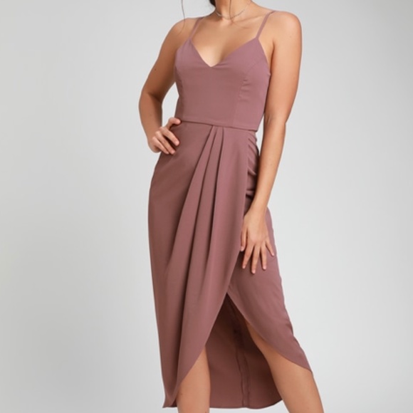 Lulus Midi Mauve Dress - Picture 1 of 8